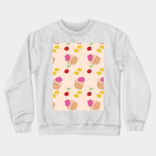 Cakes and cherries, sweets and fruits, food Crewneck Sweatshirt